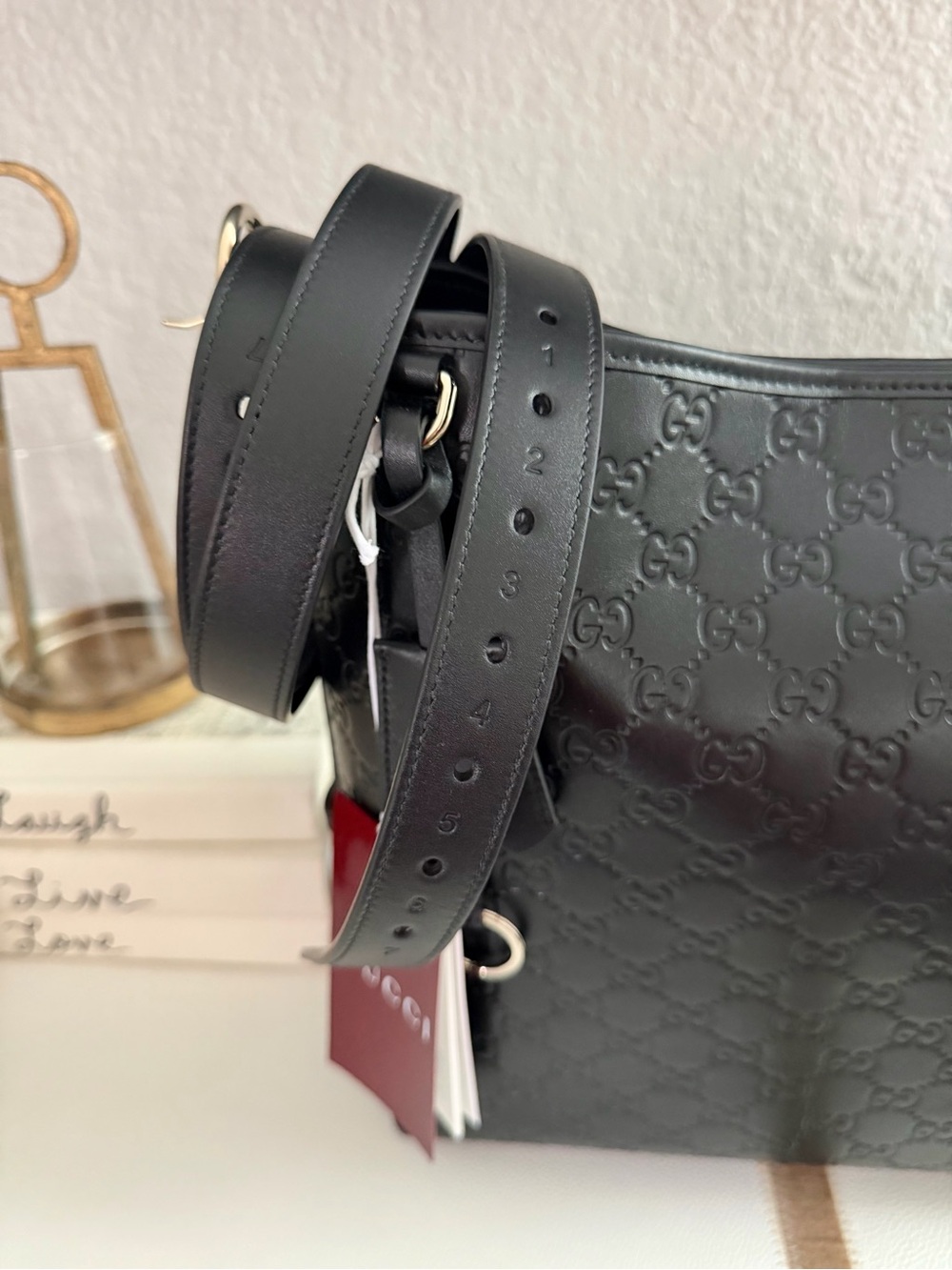 Gucci Black Embossed GG Leather Shoulder Bag - Picture 4 of 6